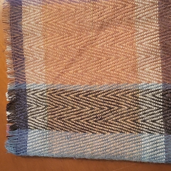 3/$30 IMPERFECT STYLE Navy Blue Brown No Hassle Plaid Cowl Scarf - Picture 6 of 10
